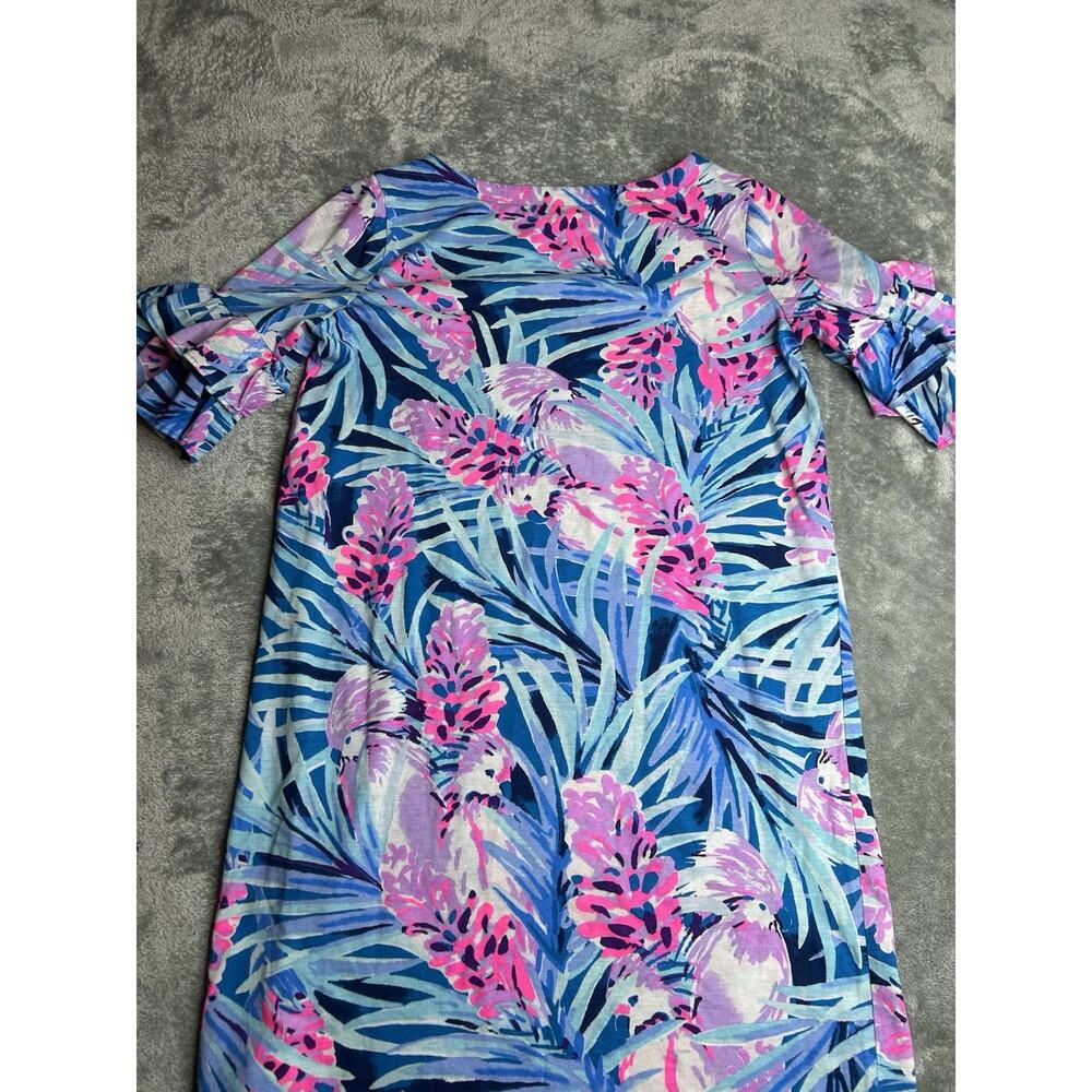 Lilly Pulitzer Mini Lula Dress in Mr Peacock Blue Tweethearts Girls XL - Picture 8 of 8